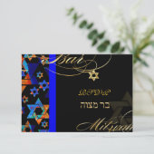 PixDezines rsvp Psychedelic Stars, Bar Mitswa Kaart (Staand voorkant)