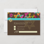 PixDezines rsvp Psychedelic Stars, Bat Mitswa Kaart (Achterkant)