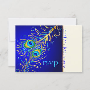 PixDezines RSVP psychedelische pauw/kobalt blauw Kaartje