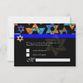 PixDezines rsvp Psychedelische Sterren, Bar Mitzva Kaart (Achterkant)