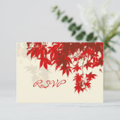 PixDezines Rsvp Red Maple Leaves/herfst Kaartje (Staand voorkant)