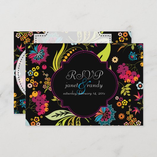 PixDezines rsvp retro floral/DIY achtergrondkleur (Voorkant / Achterkant)