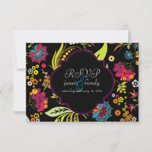 PixDezines rsvp retro floral/DIY achtergrondkleur Kaartje
