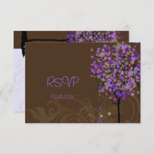 PixDezines rsvp retro violet ahorebomen (Voorkant / Achterkant)