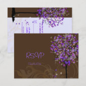 PixDezines rsvp retro violet ahorebomen Kaartje (Voorkant / Achterkant)