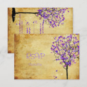 PixDezines rsvp retro violet ahorebomen Kaartje (Voorkant / Achterkant)
