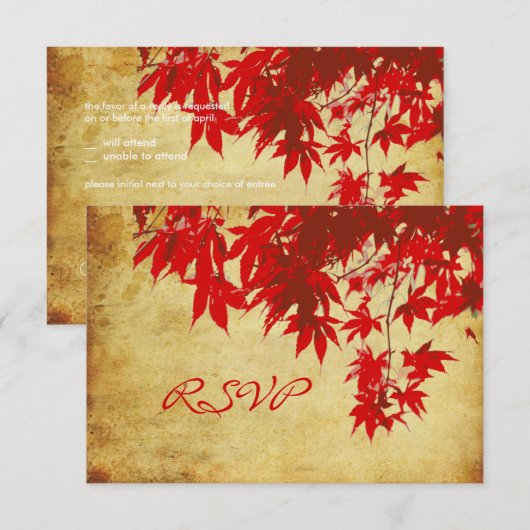 PixDezines Rsvp  Rode Maple Bladeren/herfst (Voorkant / Achterkant)