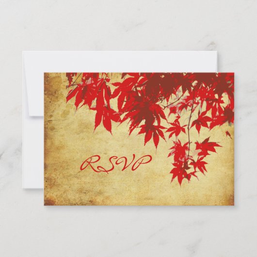 PixDezines Rsvp  Rode Maple Bladeren/herfst Kaartje (Voorkant)