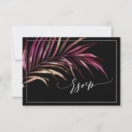 PixDezines RSVP, rode palmschijfjes | Faux Gold RSVP Kaartje