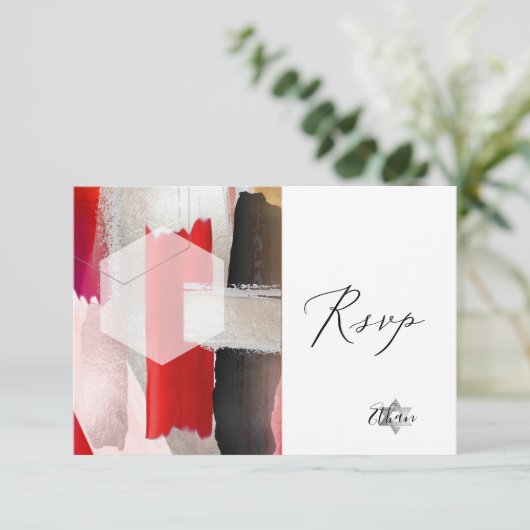 PixDezines RSVP Rode Waterverf Bat Mitzvah ✡ (Staand voorkant)