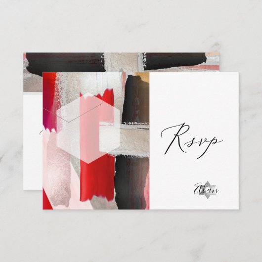 PixDezines RSVP Rode Waterverf Bat Mitzvah ✡ (Voorkant / Achterkant)