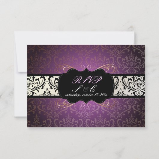 PixDezines rsvp Rossi Damask, Champagne+Plum (Voorkant)