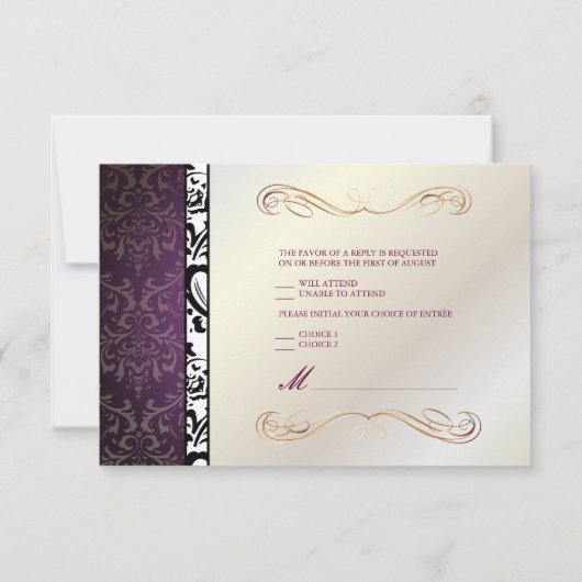 PixDezines rsvp Rossi Damask, Champagne+Plum (Achterkant)