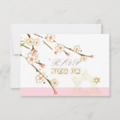 PixDezines rsvp roze cherry blossom/Bat Mitzvah (Voorkant)