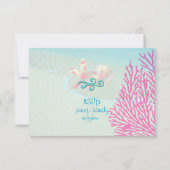 PixDezines rsvp roze koraal+zeester, strandpartij Kaartje (Voorkant)