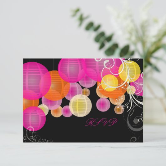 PixDezines rsvp roze/oranje/gele lantaarns (Staand voorkant)