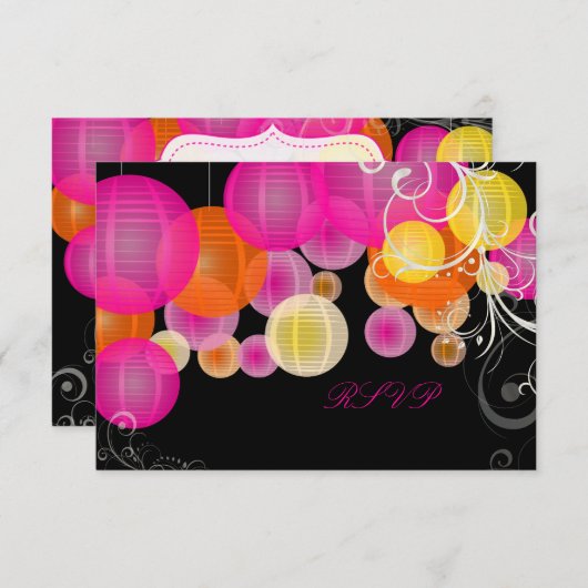 PixDezines rsvp roze/oranje/gele lantaarns (Voorkant / Achterkant)