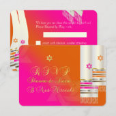 PixDezines RSVP Roze/Sinaasappel B'not mitzvah (Voorkant / Achterkant)