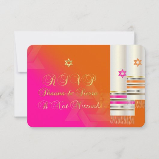 PixDezines RSVP Roze/Sinaasappel B'not mitzvah (Voorkant)