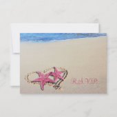 PixDezines rsvp  roze Starfish/strand Kaartje (Voorkant)