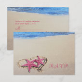 PixDezines rsvp  roze Starfish/strand Kaartje (Voorkant / Achterkant)