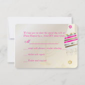 PixDezines RSVP Roze Tallit Bat Mitswa/goud Kaartje (Achterkant)