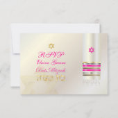 PixDezines RSVP Roze Tallit Bat Mitzvah Kaartje (Achterkant)