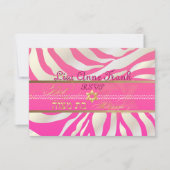 PixDezines rsvp Roze Zebra, Bat Mitzvah/DIY kleur (Voorkant)