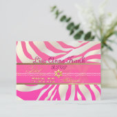 PixDezines rsvp Roze Zebra, Bat Mitzvah/DIY kleur (Staand voorkant)