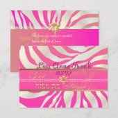 PixDezines rsvp Roze Zebra, Bat Mitzvah/DIY kleur (Voorkant / Achterkant)