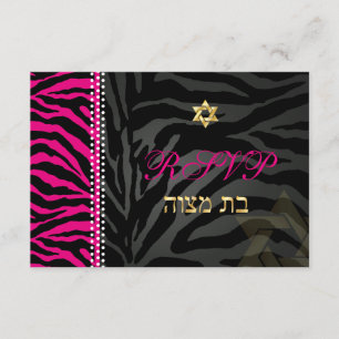 PixDezines rsvp Roze Zebra Stripes, Bat Mitzvah