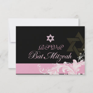 PixDezines rsvp roze zirls/Bat Mitzvah Kaart