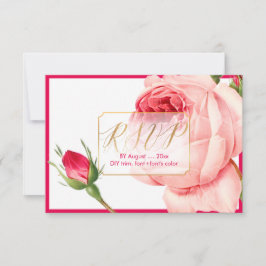 PixDezines RSVP  Rozen/Faux Gold/DIY Lijst Kaartje