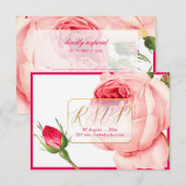 PixDezines RSVP  Rozen/Faux Gold/DIY Lijst Kaartje (Voorkant / Achterkant)