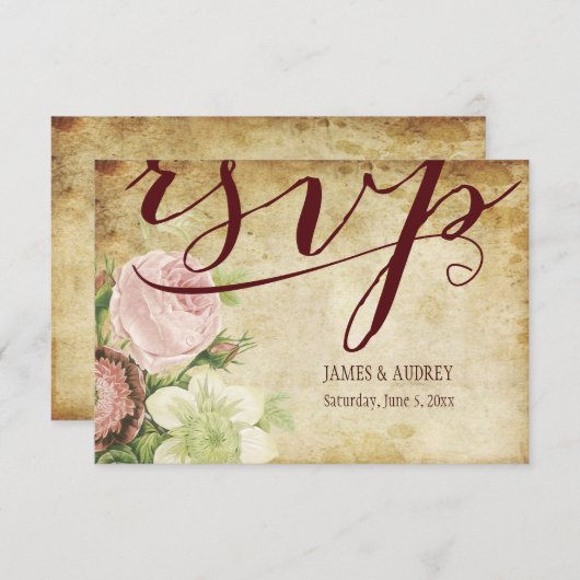 PixDezines rsvp  rozen/perkament (Voorkant / Achterkant)