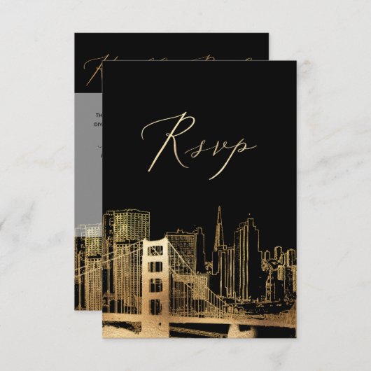 PixDezines RSVP San Francisco Skyline/Faux Gold (Voorkant / Achterkant)