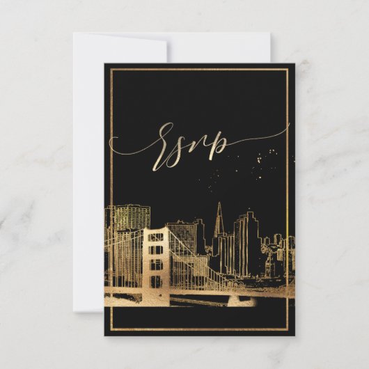 PixDezines RSVP San Francisco Skyline/Faux Gold (Voorkant)