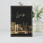 PixDezines RSVP San Francisco Skyline/Faux Gold (Staand voorkant)