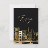 PixDezines RSVP San Francisco Skyline/Faux Gold Kaartje (Voorkant)