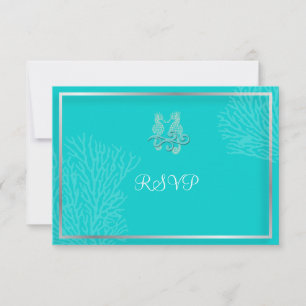 PixDezines rsvp Seahorse+Coral/diy kleur Kaartje