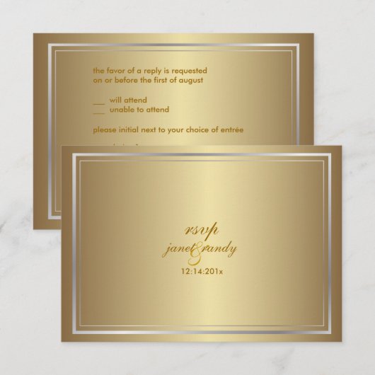 PixDezines rsvp sjabloon/faux metallic (Voorkant / Achterkant)