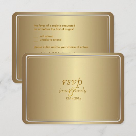 PixDezines rsvp sjabloon/faux metallic (Voorkant / Achterkant)