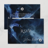 PixDezines RSVP Space Bar Mitzvah ✡ Kaartje (Voorkant / Achterkant)