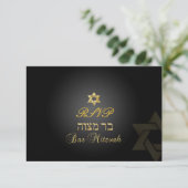 PixDezines rsvp Star, Bar Mitzvah/black+gold (Staand voorkant)