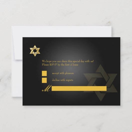 PixDezines rsvp Star, Bar Mitzvah/black+gold (Achterkant)