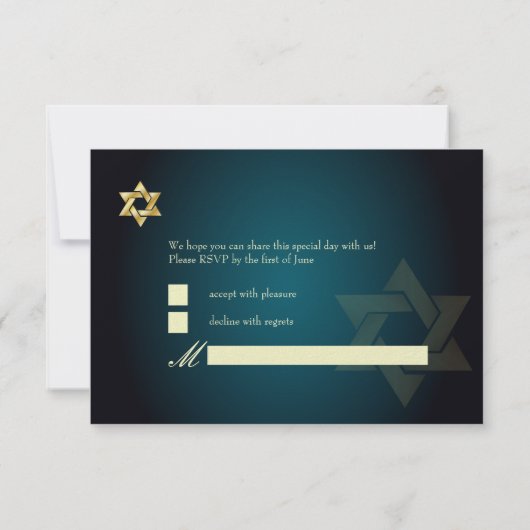 PixDezines rsvp Star, Bar Mitzvah/blauwgroen+gold (Achterkant)