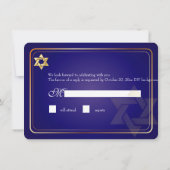 PixDezines rsvp Star, Bar Mitzvah/marine blue+gold Kaart (Achterkant)