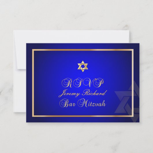 PixDezines rsvp Star, Bar Mitzvah/royal blue+gold (Voorkant)