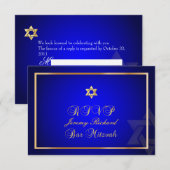 PixDezines rsvp Star, Bar Mitzvah/royal blue+gold (Voorkant / Achterkant)