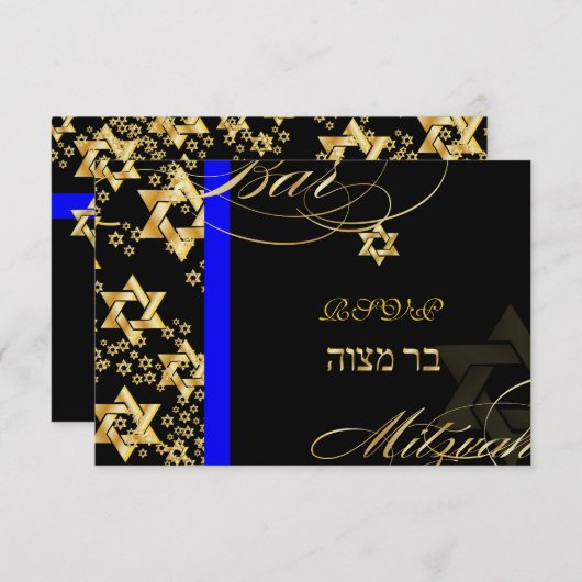 PixDezines rsvp Star van David, Bar Mitzvah (Voorkant / Achterkant)